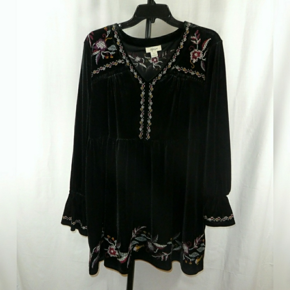 Style&Co Boho Velvet Embroidered Tunic